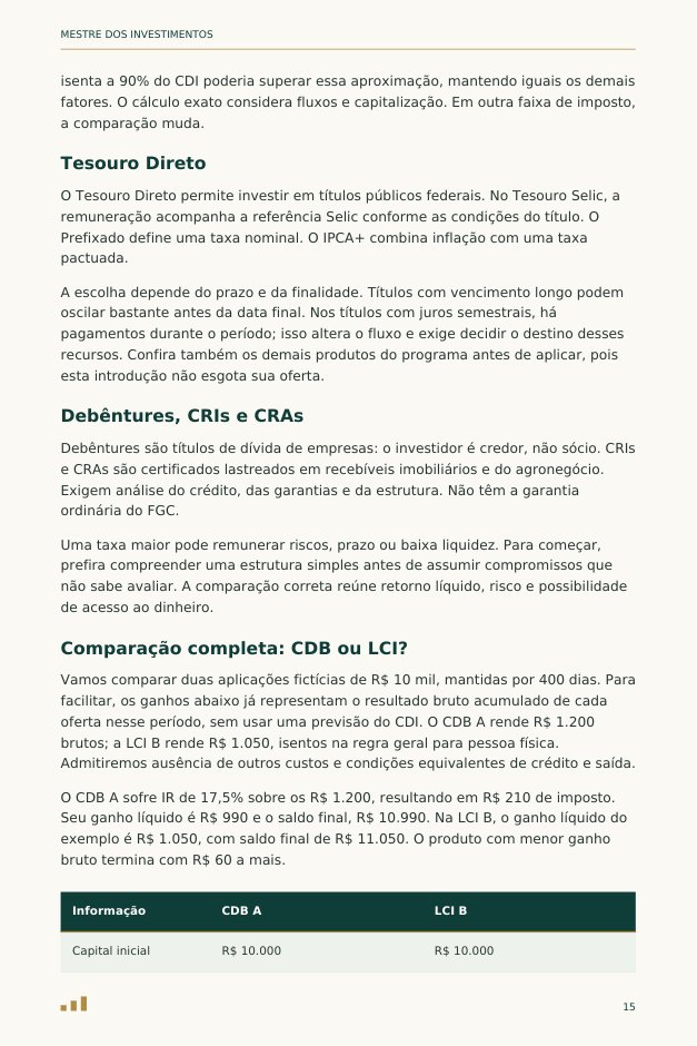 Página real do ebook com explicações sobre renda fixa